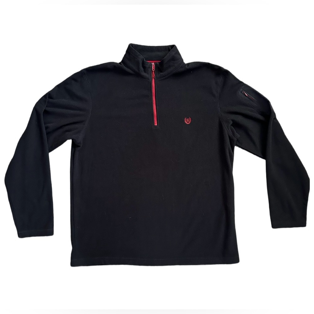 Chaps Sport Fleece Jacket Men's Large Black Long Sleeve Quarter Zip Size XL
